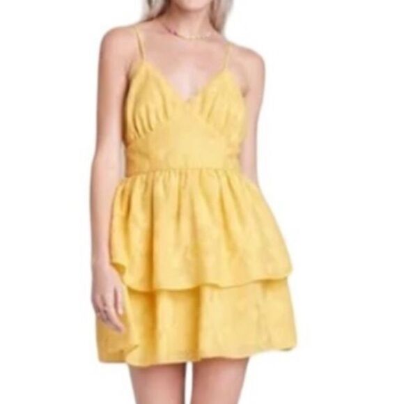 Wild Fable Gold Fit And Flare Tiered Dress, Size M, NWT - Picture 1 of 11